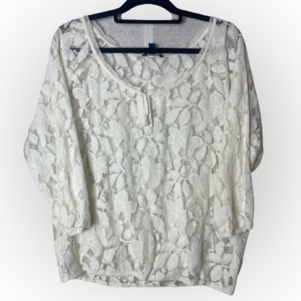 AEO, lace, flowered blouse, women’s XL, with tie at neck
